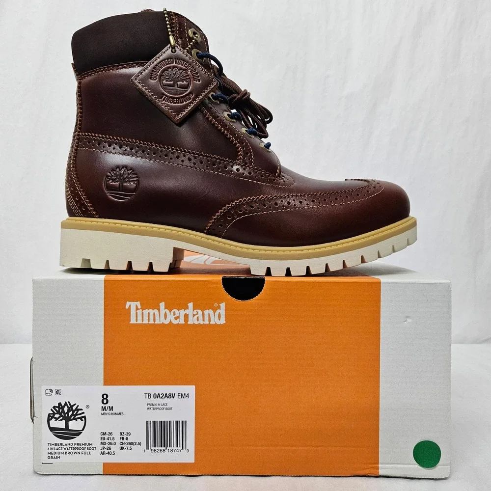 Timberland Premium 6 Inch Boot Waterproof Wingtip TB0A2A8VEM4 Brown Men Size‎ 8